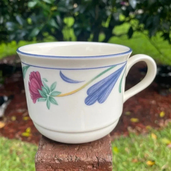 Lenox POPPIES on BLUE, 2 Flat Cups, 2.75" VINTAGE Excellent Condition USA - Picture 7 of 14